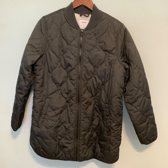 Old Navy Jackets & Blazers - Old Navy Women's Medium Quilted Sherpa Lined Coat Dark Gray Warm Winter Jacket